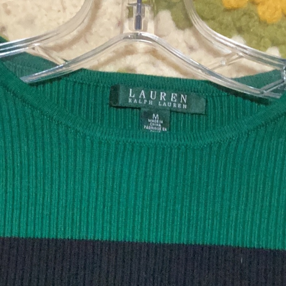 Ralph Lauren Emerald and Midnight Striped Top